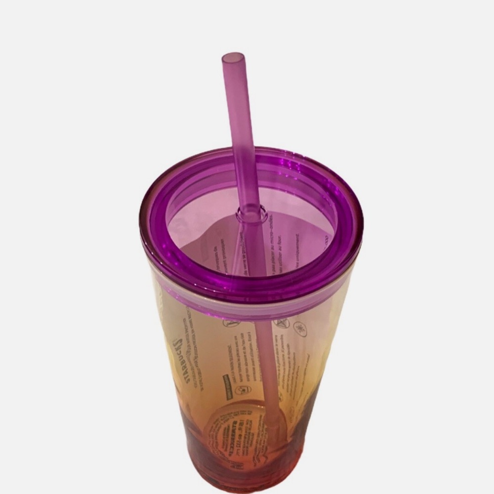 Starbucks Red Yellow Ombre Sunset Glass Tumbler - Picture 3 of 11
